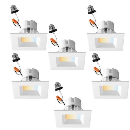 Sunlite 4-in 11W Color Tunable 27K/30K/35K/40K/50K Dimmable White Square Retrofit Recessed Downlight, 6PK 41730-NS